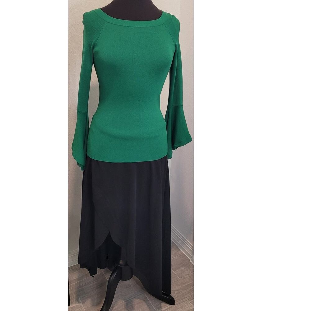 VTG I.N.C. Green Bell Sleeve Blouse XS Fairycore Witchy